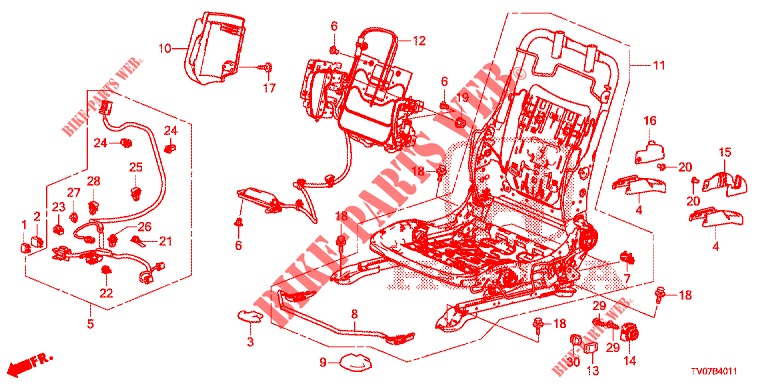 VORNE SITZKOMPONENTEN (G.) (HAUTEUR MANUELLE) für Honda CIVIC 1.8 EXECUTIVE 5 Türen 5 gang automatikgetriebe 2013