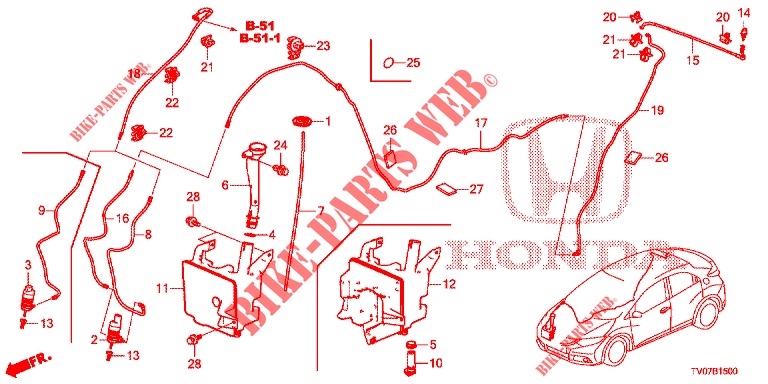 WINDSCHUTZSCHEIBENWASCHER (2D)  für Honda CIVIC 1.8 EXECUTIVE 5 Türen 5 gang automatikgetriebe 2013