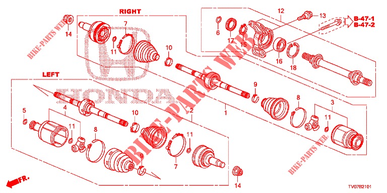 ANTRIEBSWELLE, VORNE/HALBWELLE (1.8L) für Honda CIVIC 1.8 LIFESTYLE 5 Türen 6 gang-Schaltgetriebe 2013