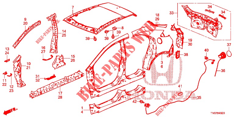 AUSSENBLECHE/TAFEL, HINTEN  für Honda CIVIC 1.8 LIFESTYLE 5 Türen 6 gang-Schaltgetriebe 2013