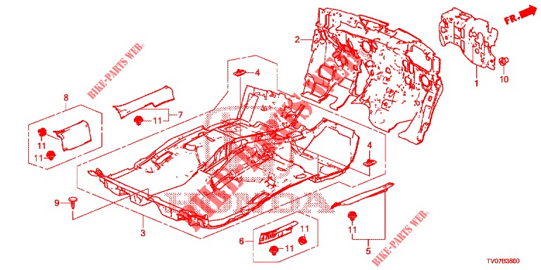 BODENMATTE/ISOLATOR  für Honda CIVIC 1.8 LIFESTYLE 5 Türen 6 gang-Schaltgetriebe 2013