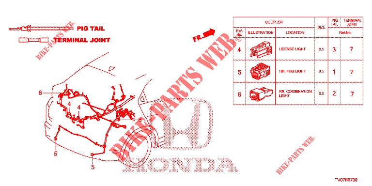 ELEKTR. STECKVERBINDER (ARRIERE) für Honda CIVIC 1.8 LIFESTYLE 5 Türen 6 gang-Schaltgetriebe 2013