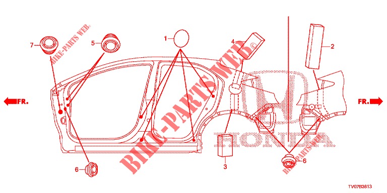 GUMMITUELLE (LATERAL) für Honda CIVIC 1.8 LIFESTYLE 5 Türen 6 gang-Schaltgetriebe 2013