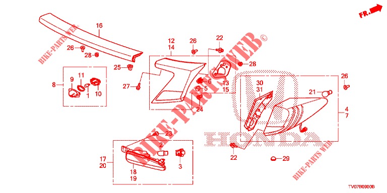 HECKLEUCHTE/KENNZEICHENBELEUCHTUNG (PGM FI)  für Honda CIVIC 1.8 LIFESTYLE 5 Türen 6 gang-Schaltgetriebe 2013