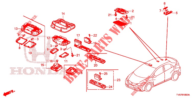 INNENLEUCHTE  für Honda CIVIC 1.8 LIFESTYLE 5 Türen 6 gang-Schaltgetriebe 2013