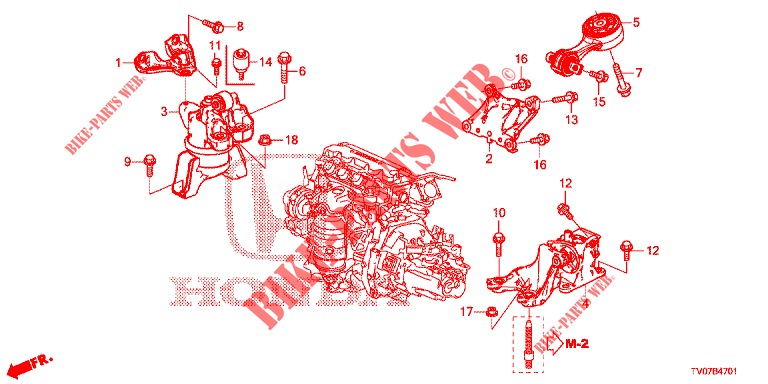 MOTORBEFESTIGUNGEN (1.8L) (MT) für Honda CIVIC 1.8 LIFESTYLE 5 Türen 6 gang-Schaltgetriebe 2013
