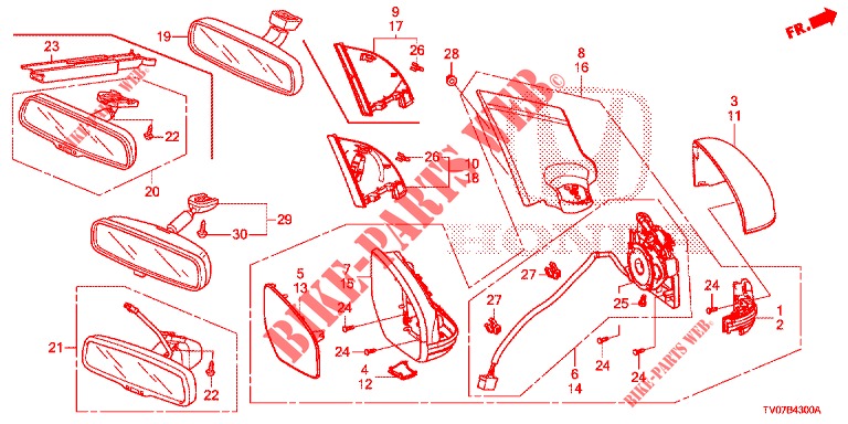 SPIEGEL/SCHIEBEDACH  für Honda CIVIC 1.8 LIFESTYLE 5 Türen 6 gang-Schaltgetriebe 2013
