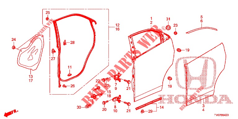 TUERBLECHE, HINTEN(4D)  für Honda CIVIC 1.8 LIFESTYLE 5 Türen 6 gang-Schaltgetriebe 2013