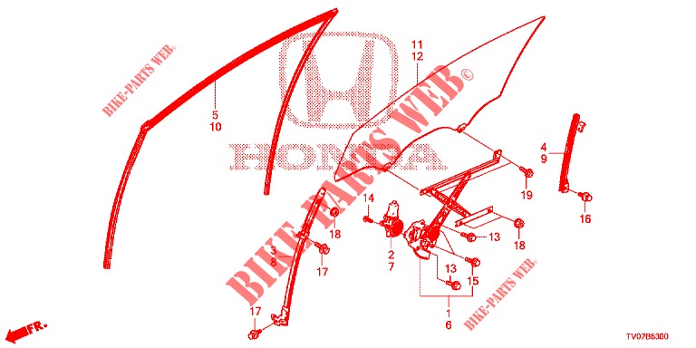 TUERFENSTER, VORNE/REGLER  für Honda CIVIC 1.8 LIFESTYLE 5 Türen 6 gang-Schaltgetriebe 2013