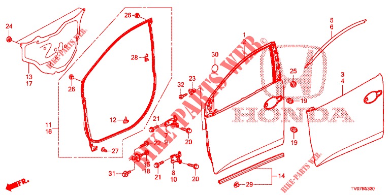 TUERTAFELN, VORNE(2D)  für Honda CIVIC 1.8 LIFESTYLE 5 Türen 6 gang-Schaltgetriebe 2013