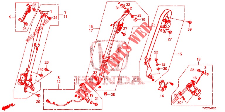 VORDERSITZ/SITZGURTE  für Honda CIVIC 1.8 LIFESTYLE 5 Türen 6 gang-Schaltgetriebe 2013
