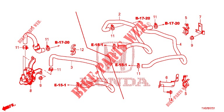 WASSERSCHLAUCH/HEIZUNGSSCHACHT (1.8L) (LH) für Honda CIVIC 1.8 LIFESTYLE 5 Türen 6 gang-Schaltgetriebe 2013