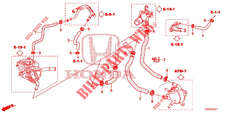 WASSERSCHLAUCH/HEIZUNGSSCHACHT (1.8L) für Honda CIVIC 1.8 LIFESTYLE 5 Türen 6 gang-Schaltgetriebe 2013