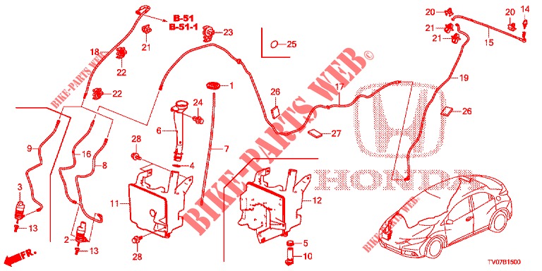 WINDSCHUTZSCHEIBENWASCHER (2D)  für Honda CIVIC 1.8 LIFESTYLE 5 Türen 6 gang-Schaltgetriebe 2013