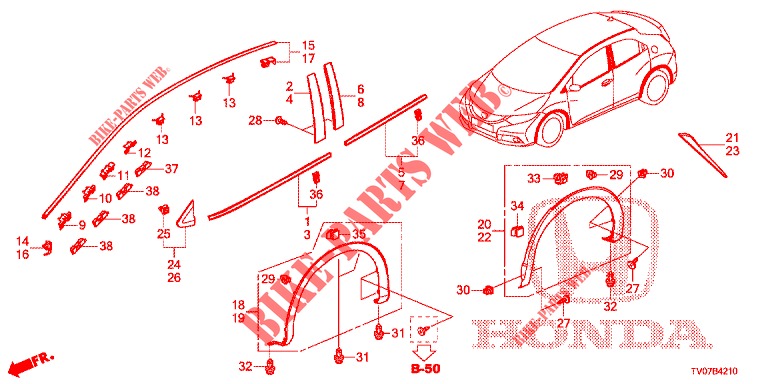 ZIERLEISTE/SCHUTZ  für Honda CIVIC 1.8 LIFESTYLE 5 Türen 6 gang-Schaltgetriebe 2013