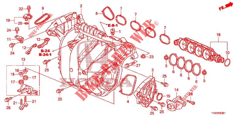 ANSAUGKRUEMMER (1.8L) für Honda CIVIC 1.8 EXECUTIVE 5 Türen 6 gang-Schaltgetriebe 2013