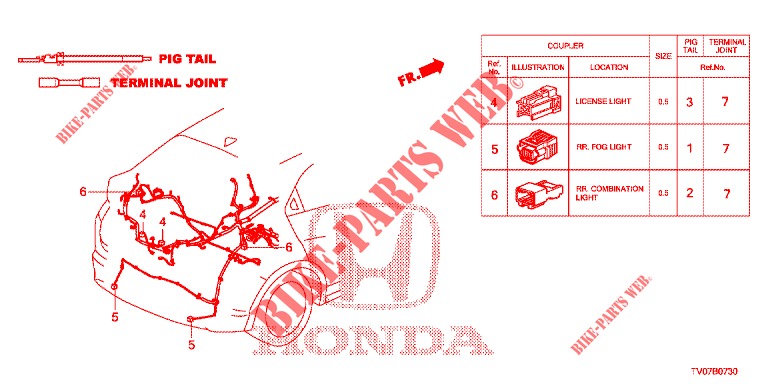 ELEKTR. STECKVERBINDER (ARRIERE) für Honda CIVIC 1.8 EXECUTIVE 5 Türen 6 gang-Schaltgetriebe 2013