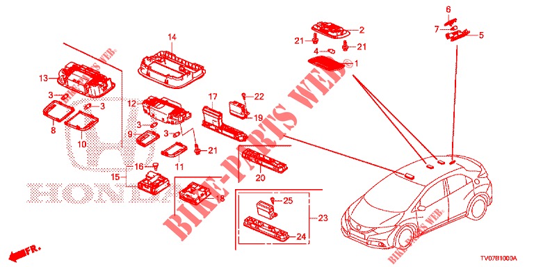INNENLEUCHTE  für Honda CIVIC 1.8 EXECUTIVE 5 Türen 6 gang-Schaltgetriebe 2013