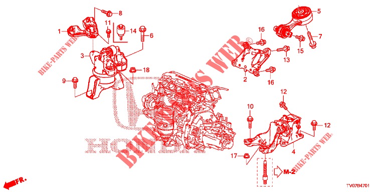 MOTORBEFESTIGUNGEN (1.8L) (MT) für Honda CIVIC 1.8 EXECUTIVE 5 Türen 6 gang-Schaltgetriebe 2013