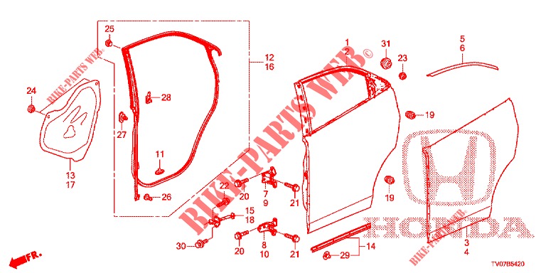 TUERBLECHE, HINTEN(4D)  für Honda CIVIC 1.8 EXECUTIVE 5 Türen 6 gang-Schaltgetriebe 2013