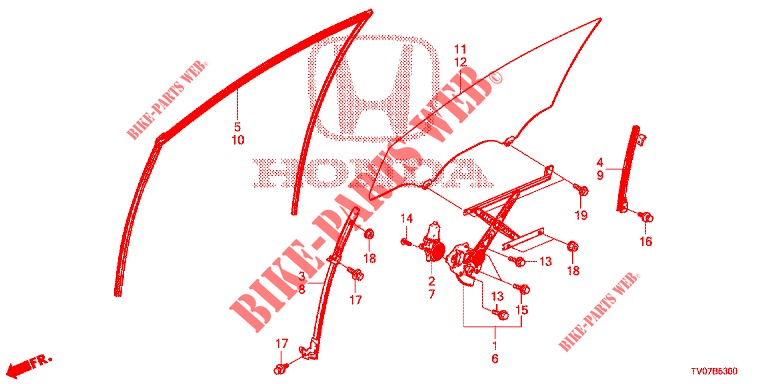 TUERFENSTER, VORNE/REGLER  für Honda CIVIC 1.8 EXECUTIVE 5 Türen 6 gang-Schaltgetriebe 2013