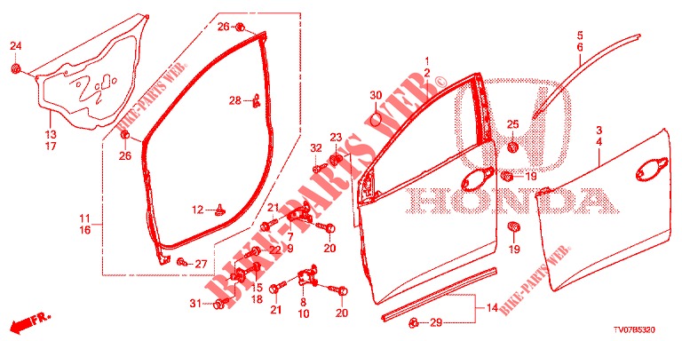 TUERTAFELN, VORNE(2D)  für Honda CIVIC 1.8 EXECUTIVE 5 Türen 6 gang-Schaltgetriebe 2013