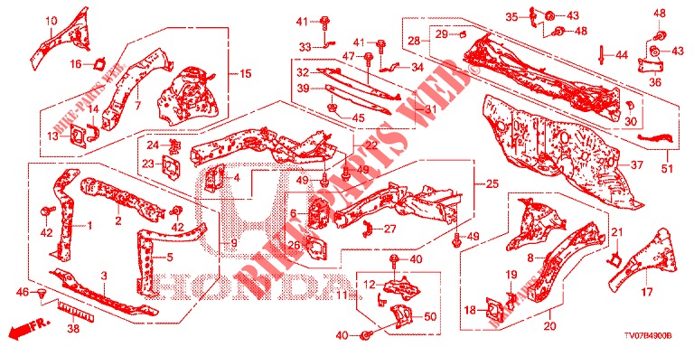 VORDERE TRENNWAND/STIRNWAND  für Honda CIVIC 1.8 EXECUTIVE 5 Türen 6 gang-Schaltgetriebe 2013