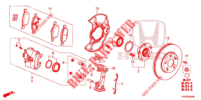 VORDERRADBREMSE  für Honda CIVIC 1.8 EXECUTIVE 5 Türen 6 gang-Schaltgetriebe 2013