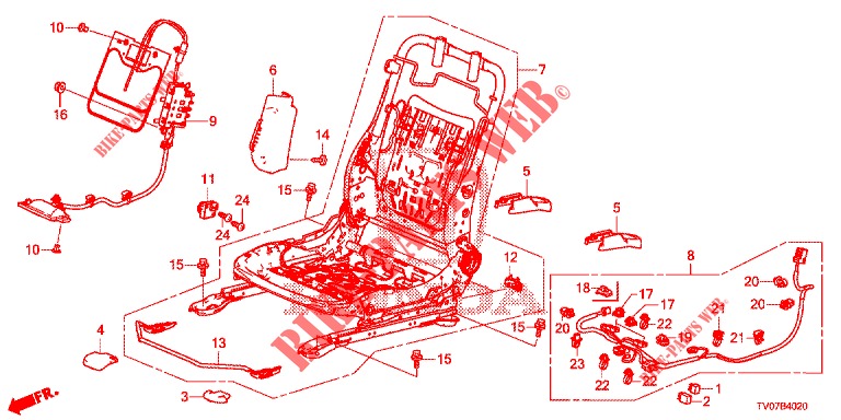 VORNE SITZKOMPONENTEN (D.) (SIEGE REGLAGE MANUEL) für Honda CIVIC 1.8 EXECUTIVE 5 Türen 6 gang-Schaltgetriebe 2013