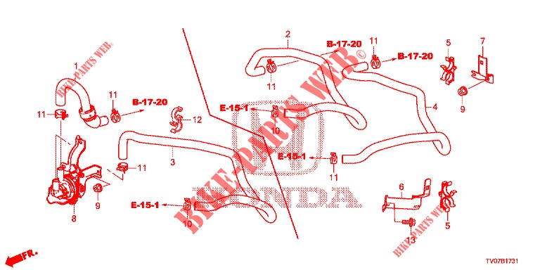 WASSERSCHLAUCH/HEIZUNGSSCHACHT (1.8L) (LH) für Honda CIVIC 1.8 EXECUTIVE 5 Türen 6 gang-Schaltgetriebe 2013