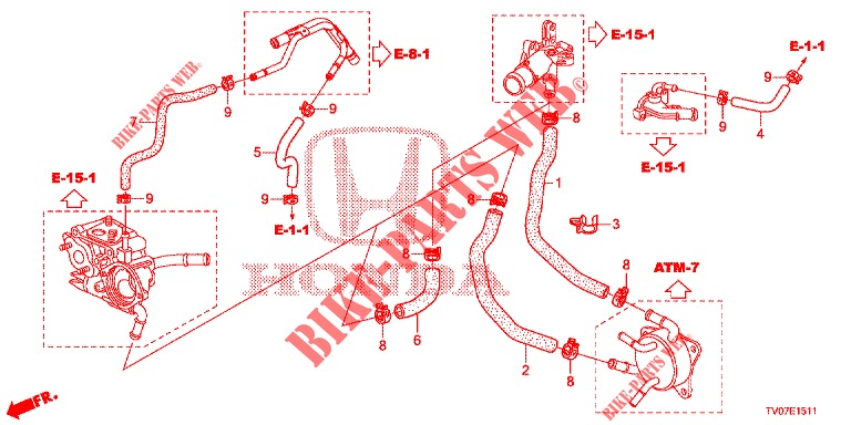 WASSERSCHLAUCH/HEIZUNGSSCHACHT (1.8L) für Honda CIVIC 1.8 EXECUTIVE 5 Türen 6 gang-Schaltgetriebe 2013