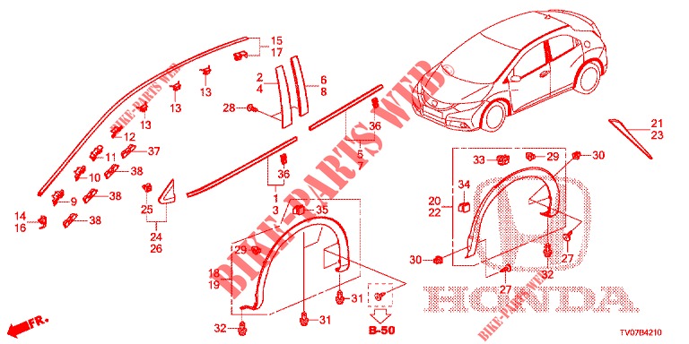 ZIERLEISTE/SCHUTZ  für Honda CIVIC 1.8 EXECUTIVE 5 Türen 6 gang-Schaltgetriebe 2013