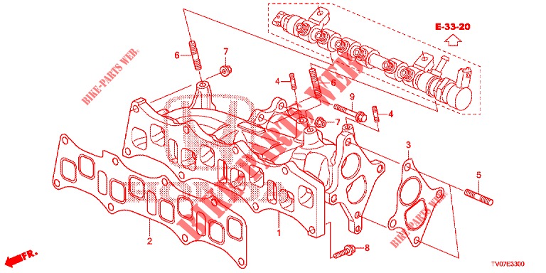 ANSAUGKRUEMMER (DIESEL) (2.2L) für Honda CIVIC DIESEL 2.2 EXECUTIVE 5 Türen 6 gang-Schaltgetriebe 2013