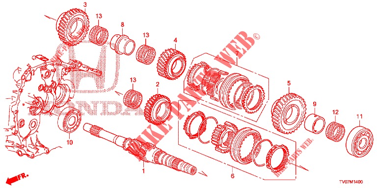 HAUPTWELLE (DIESEL) (2.2L) für Honda CIVIC DIESEL 2.2 EXECUTIVE 5 Türen 6 gang-Schaltgetriebe 2013