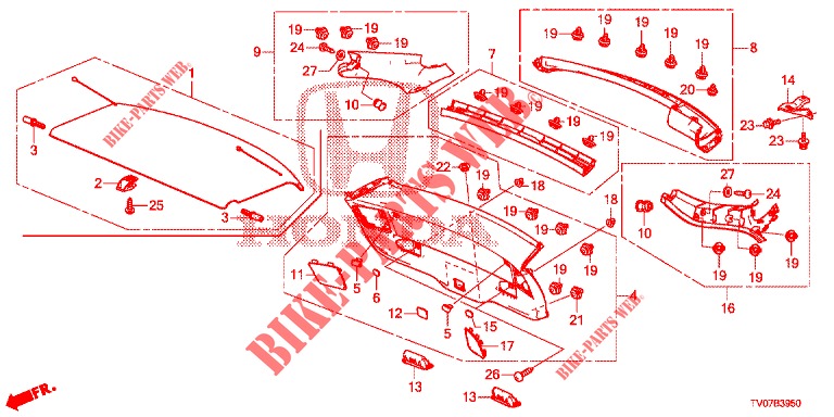 HECKKLAPPENVERKLEIDUNG/ TAFELVERKLEIDUNG, HINTEN(2D)  für Honda CIVIC DIESEL 2.2 EXECUTIVE 5 Türen 6 gang-Schaltgetriebe 2013