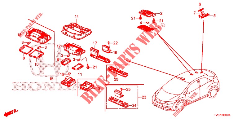 INNENLEUCHTE  für Honda CIVIC DIESEL 2.2 EXECUTIVE 5 Türen 6 gang-Schaltgetriebe 2013