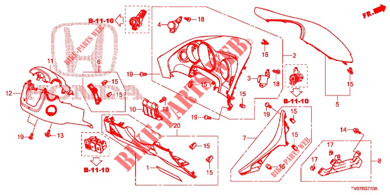 INSTRUMENT, ZIERSTUECK (COTE DE CONDUCTEUR) (LH) für Honda CIVIC DIESEL 2.2 EXECUTIVE 5 Türen 6 gang-Schaltgetriebe 2013