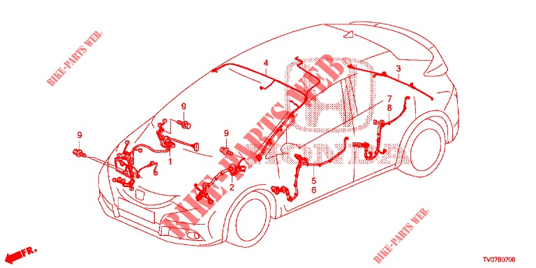 KABELBAUM (4) (LH) für Honda CIVIC DIESEL 2.2 EXECUTIVE 5 Türen 6 gang-Schaltgetriebe 2013