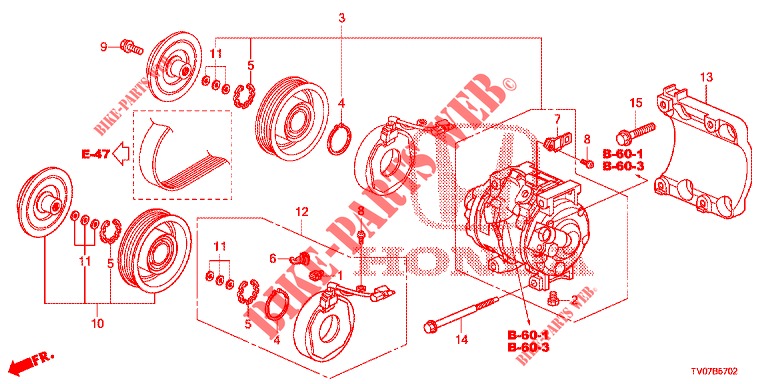 KLIMAANLAGE (COMPRESSEUR) (DIESEL) (2.2L) für Honda CIVIC DIESEL 2.2 EXECUTIVE 5 Türen 6 gang-Schaltgetriebe 2013