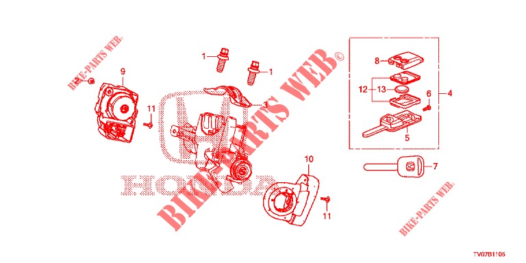SCHLIESSZYLINDER KOMPONENTEN  für Honda CIVIC DIESEL 2.2 EXECUTIVE 5 Türen 6 gang-Schaltgetriebe 2013