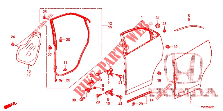 TUERBLECHE, HINTEN(4D)  für Honda CIVIC DIESEL 2.2 EXECUTIVE 5 Türen 6 gang-Schaltgetriebe 2013