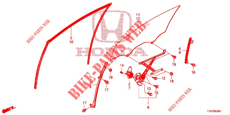 TUERFENSTER, VORNE/REGLER  für Honda CIVIC DIESEL 2.2 EXECUTIVE 5 Türen 6 gang-Schaltgetriebe 2013