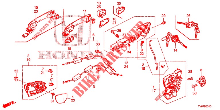 TUERSCHLOESSER, VORNE/AEUSSERER GRIFF  für Honda CIVIC DIESEL 2.2 EXECUTIVE 5 Türen 6 gang-Schaltgetriebe 2013