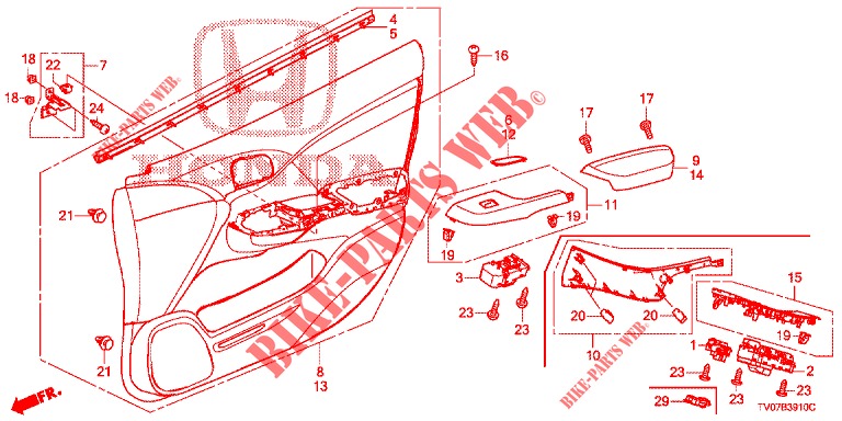 TUERVERKLEIDUNG, VORNE (LH) für Honda CIVIC DIESEL 2.2 EXECUTIVE 5 Türen 6 gang-Schaltgetriebe 2013