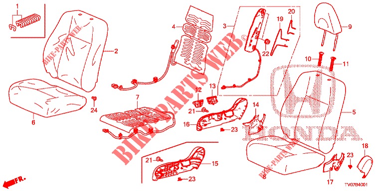 VORDERSITZ/SITZGURTE (D.) (LH) für Honda CIVIC DIESEL 2.2 EXECUTIVE 5 Türen 6 gang-Schaltgetriebe 2013