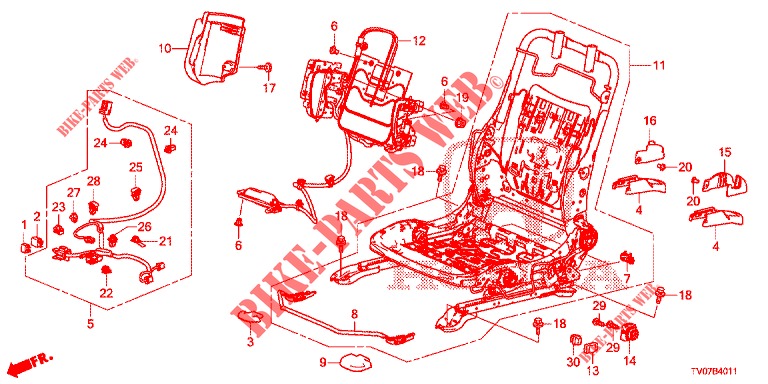 VORNE SITZKOMPONENTEN (G.) (HAUTEUR MANUELLE) für Honda CIVIC DIESEL 2.2 EXECUTIVE 5 Türen 6 gang-Schaltgetriebe 2013