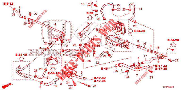 WASSERSCHLAUCH/HEIZUNGSSCHACHT (DIESEL) (2.2L) für Honda CIVIC DIESEL 2.2 EXECUTIVE 5 Türen 6 gang-Schaltgetriebe 2013