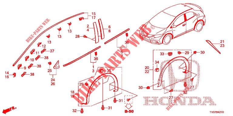 ZIERLEISTE/SCHUTZ  für Honda CIVIC DIESEL 2.2 EXECUTIVE 5 Türen 6 gang-Schaltgetriebe 2013