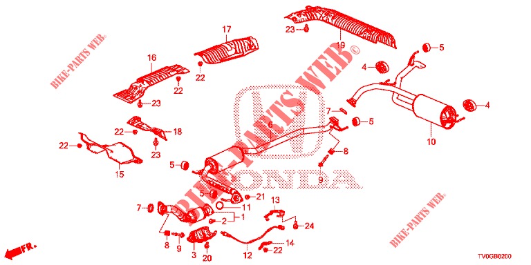 AUSPUFFROHR/SCHALLDAEMPFER (1.4L) für Honda CIVIC 1.4 ELEGANCE 5 Türen 6 gang-Schaltgetriebe 2015