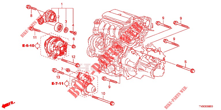 AUTOMATISCHE SPANNVORRICHTUNG (1.4L) für Honda CIVIC 1.4 ELEGANCE 5 Türen 6 gang-Schaltgetriebe 2015